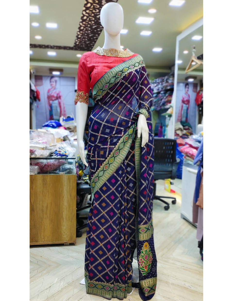 Premium Quality Khadi Georgette Silk Saree With All Over Multicolor Fine Butta Weaving Work And Contrast Color Border (KR2252)